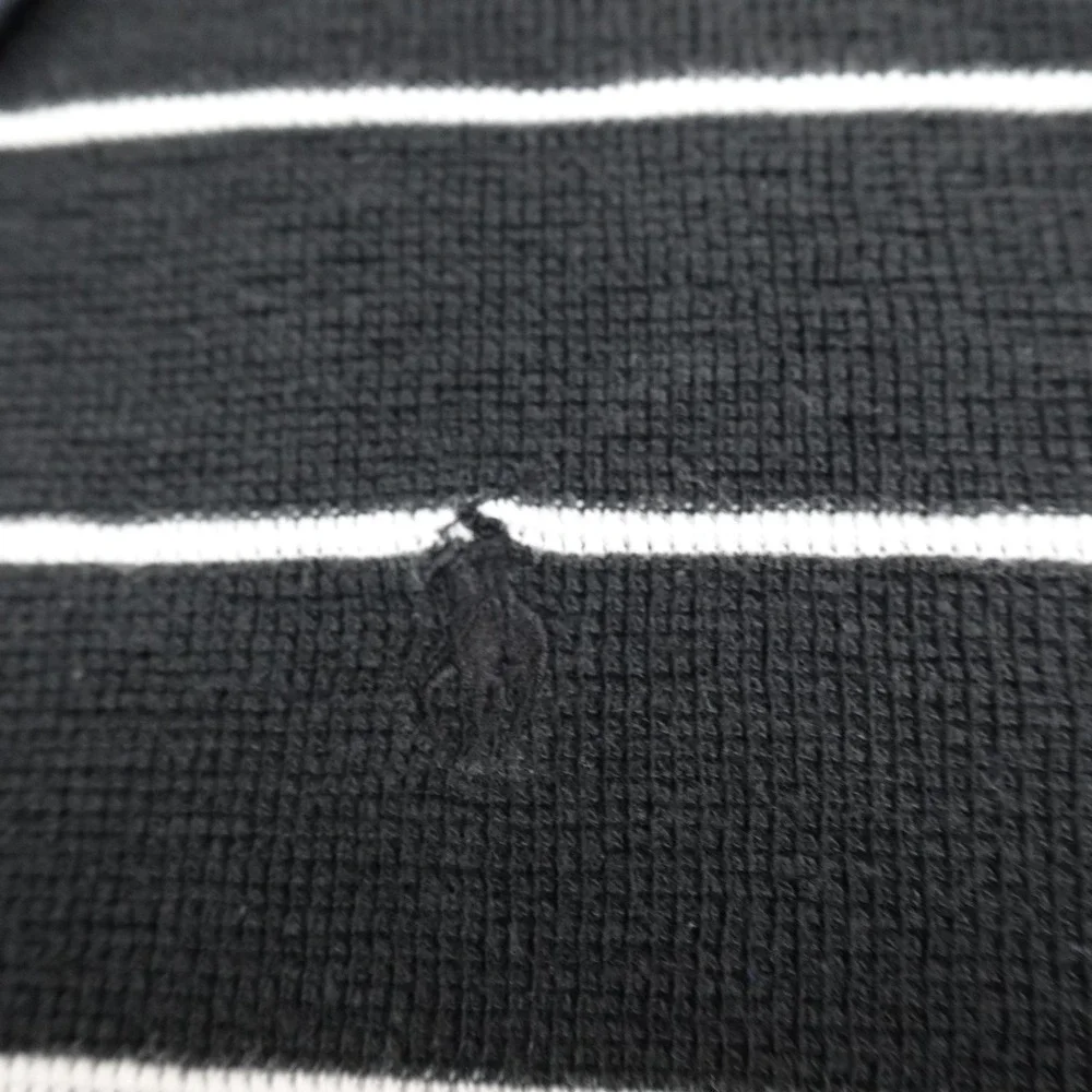 VTG Polo Ralph Lauren Polo Shirt Mens XL‎ Black Pony Waffle Knit Thermal 90s Y2K